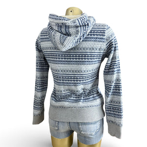 Grey graphic inside fleece hoodie (S/M)