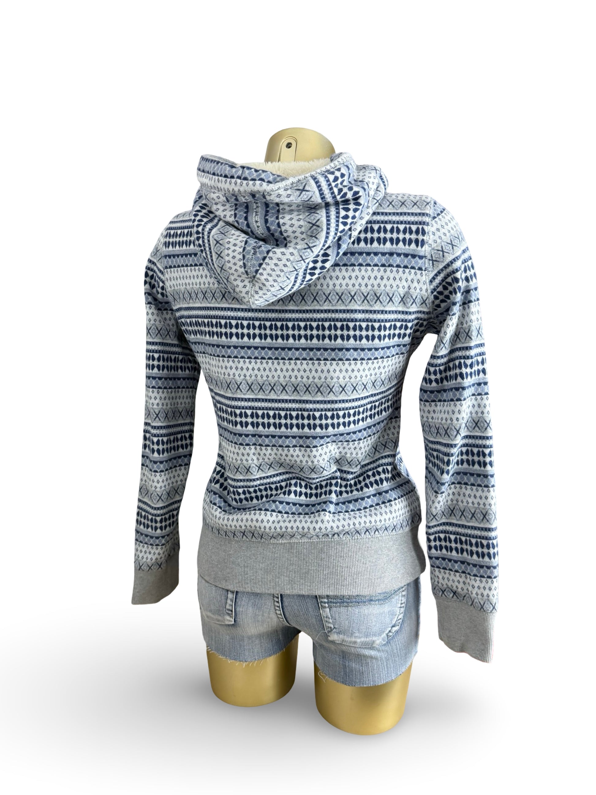 Grey graphic inside fleece hoodie (S/M)