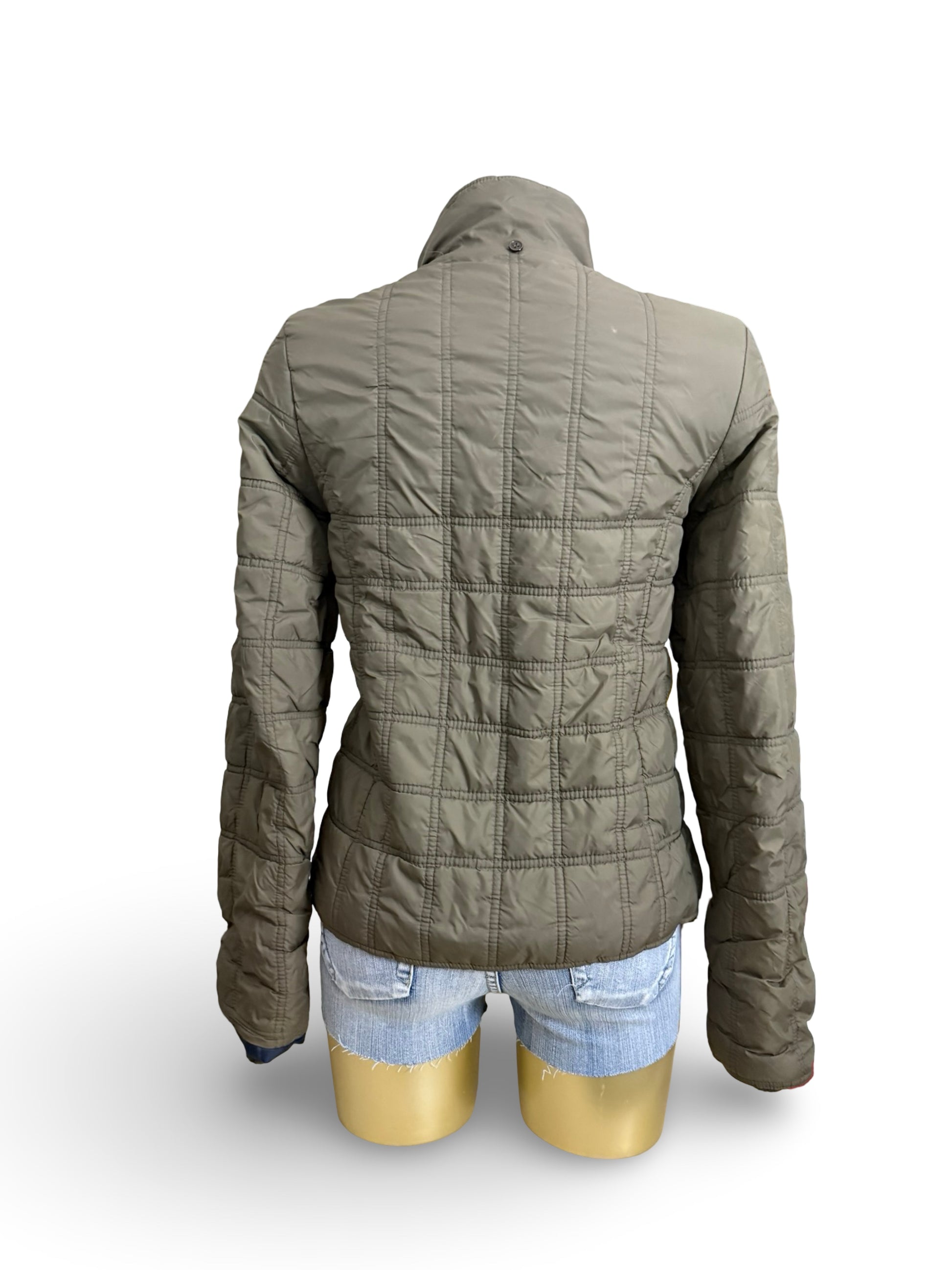 Khaki duck down warm puffer jacket (S)