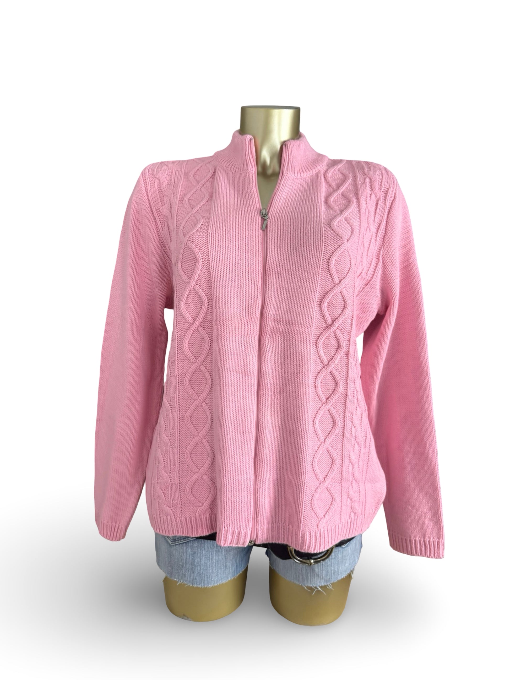 Pink zip up cardigan jumper (XL)