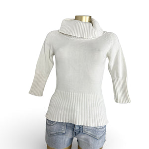 White 100% cotton turtleneck jumper (XS)
