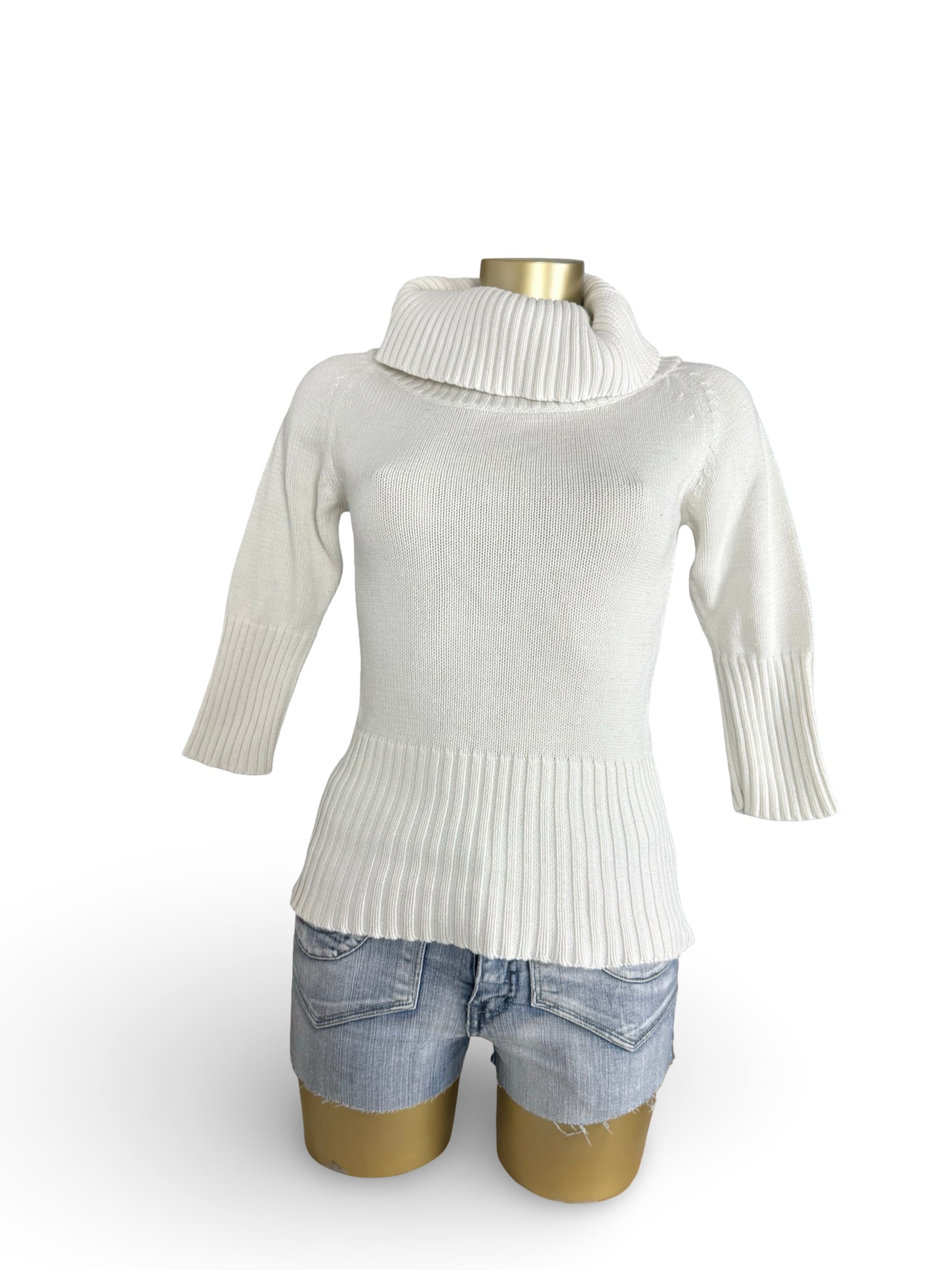 White 100% cotton turtleneck jumper (XS)
