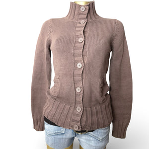 Brown 100% coton buttons up cardigan jumper (S/M)