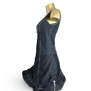 Black lace up pleated mini dress (S)