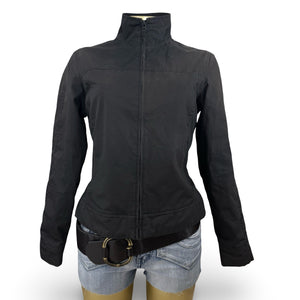 Black zip up lightweight puffer biker jacket (M/L)