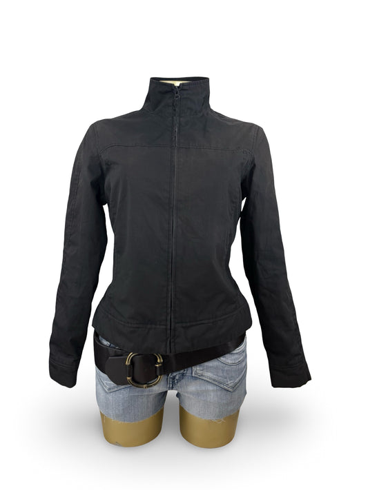 Black zip up lightweight puffer biker jacket (M/L)