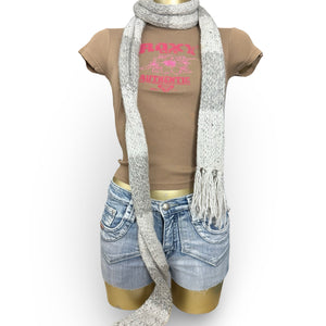 Grey crochet winter scarf