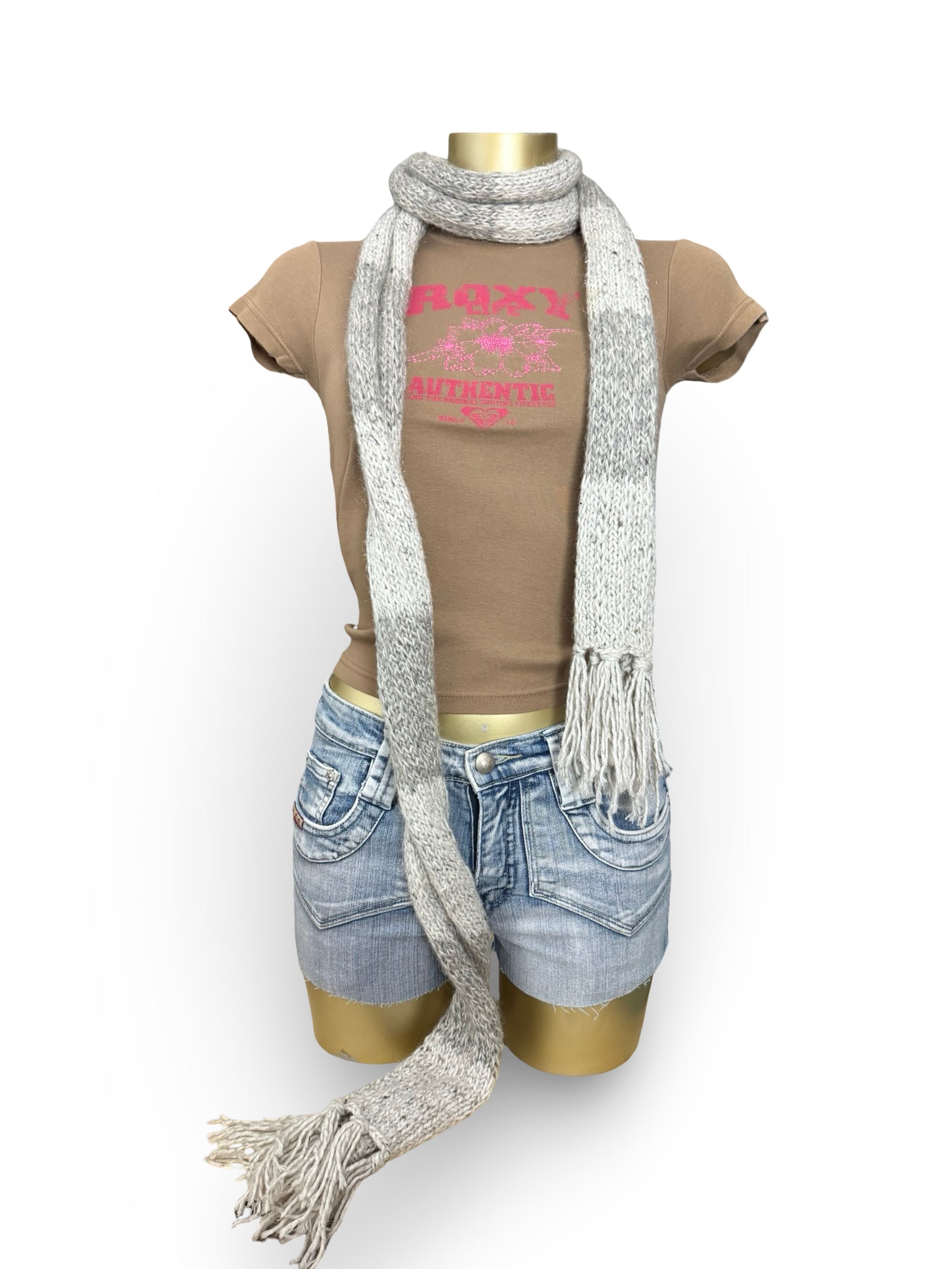 Grey crochet winter scarf