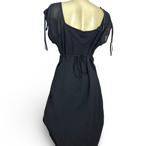 Black pleated night out maxi dress (XL)