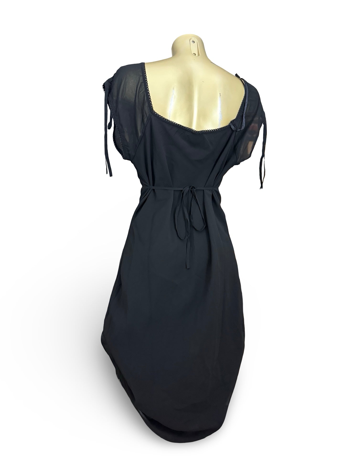 Black pleated night out maxi dress (XL)