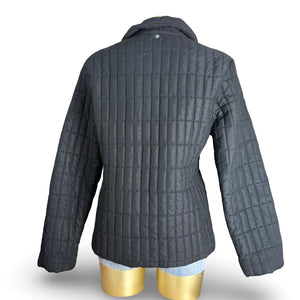 Black lightweight zip up puffer jacket (L)