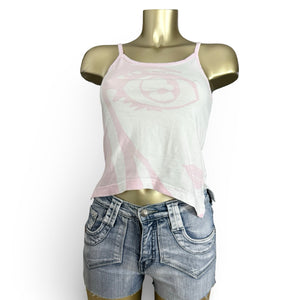 Baby pink 100%cotton graphic cami top (S/M)