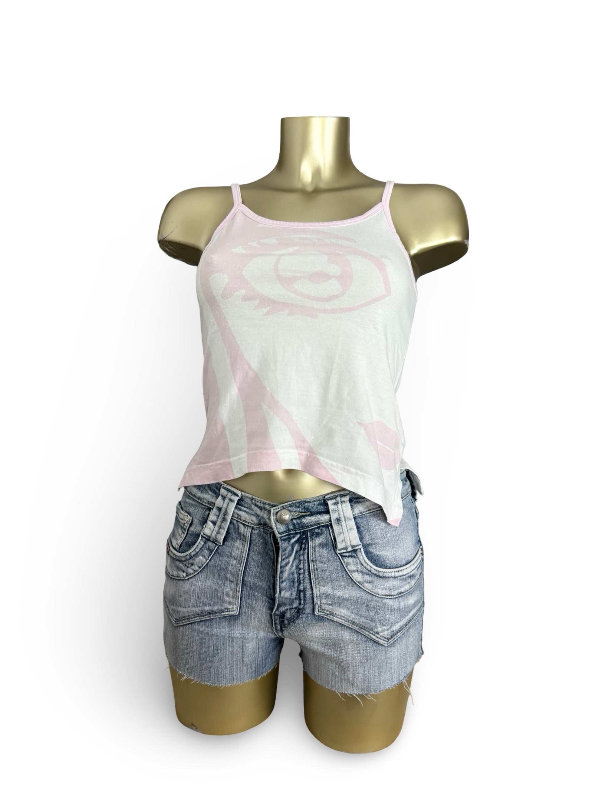 Baby pink 100%cotton graphic cami top (S/M)