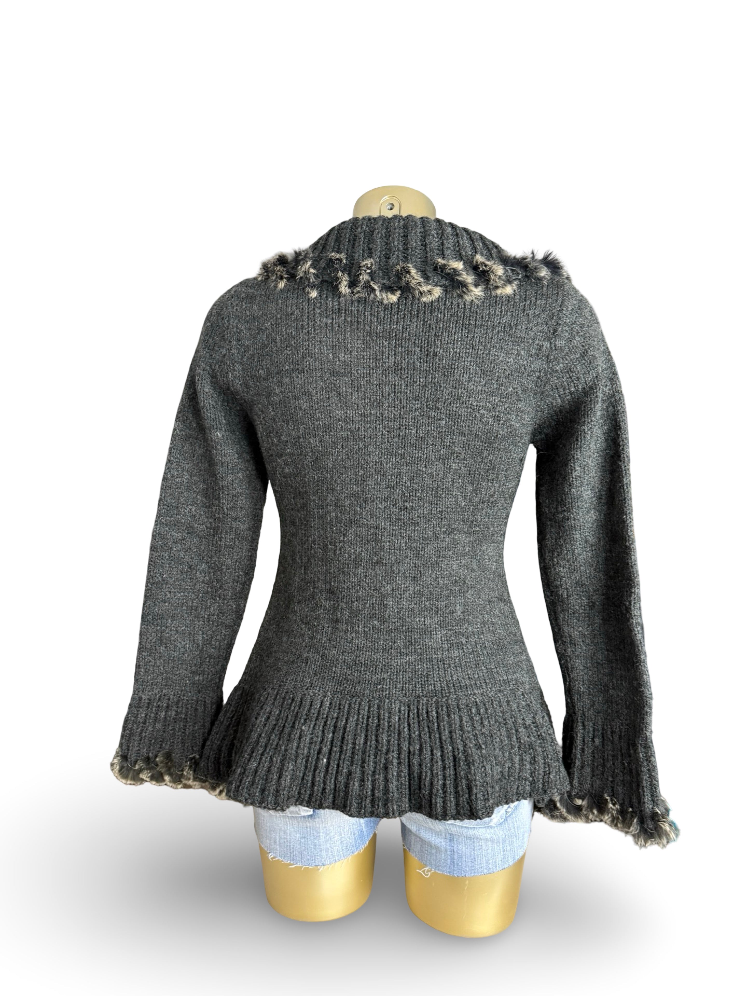 Grey wool cardigan jumper (S/M)