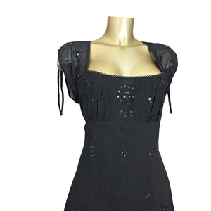 Black pleated night out maxi dress (XL)