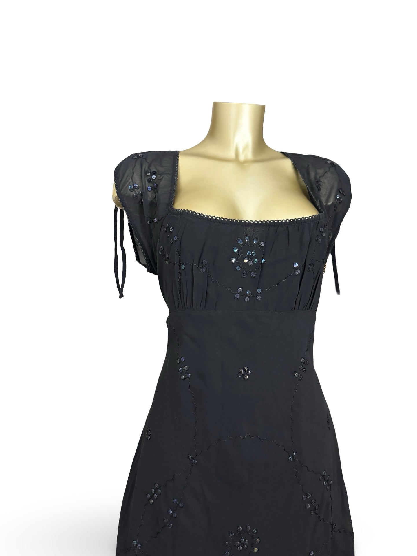 Black pleated night out maxi dress (XL)