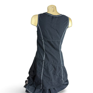 Black lace up pleated mini dress (S)