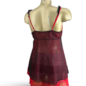 Red mesh babydoll mini dress (S/M)