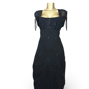 Black pleated night out maxi dress (XL)