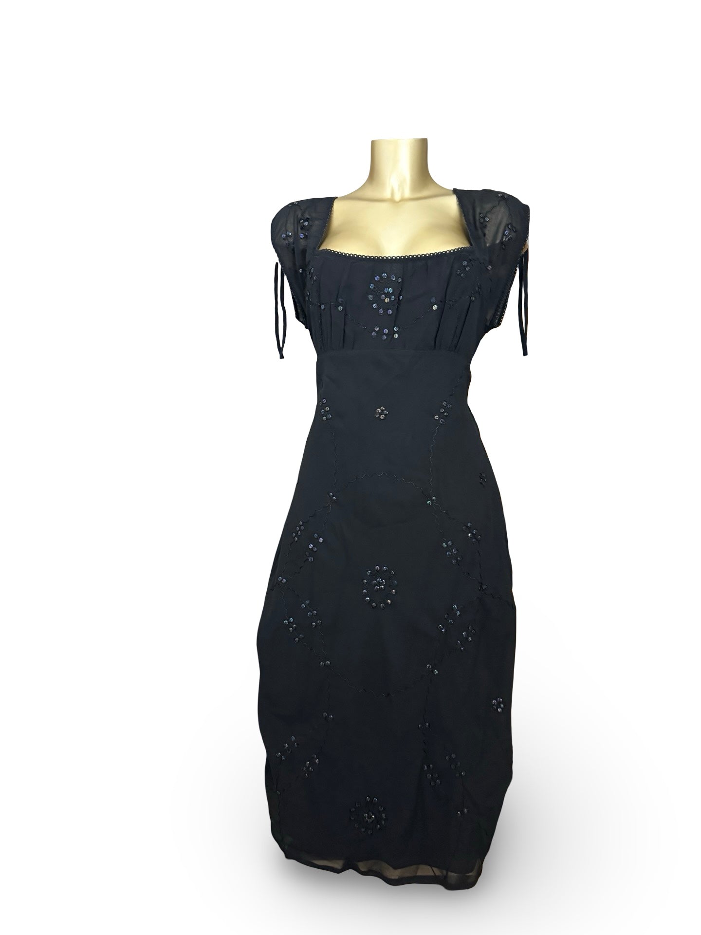 Black pleated night out maxi dress (XL)