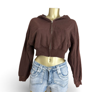 Brown crop cotton hoodie (L)