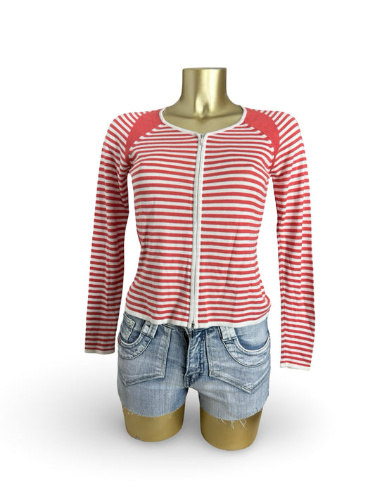 Orange striped zip up jumper (S/M)