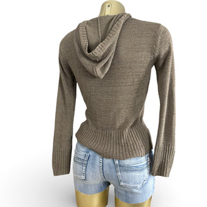 Khaki lace up hooded jumper (S/M)