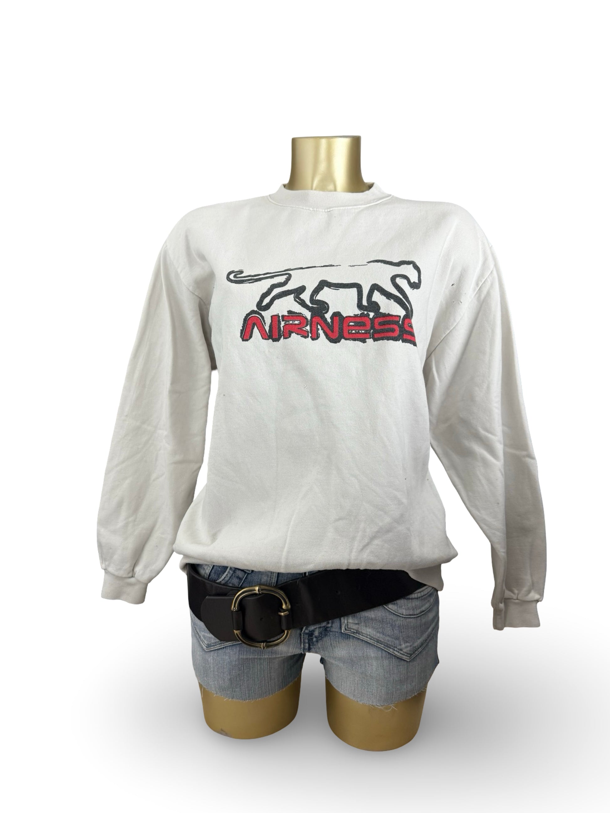 White logo cotton round neck sweatshirt (M)