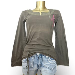 Khaki 100% cotton long sleeves top (S)
