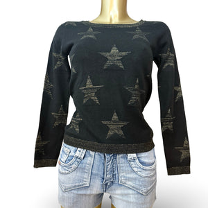 Black & gold stars print jumper (S)
