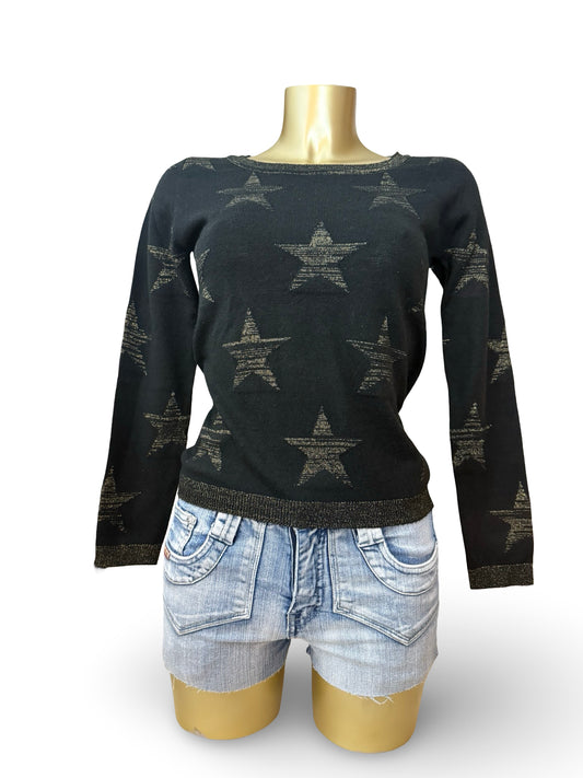Black & gold stars print jumper (S)