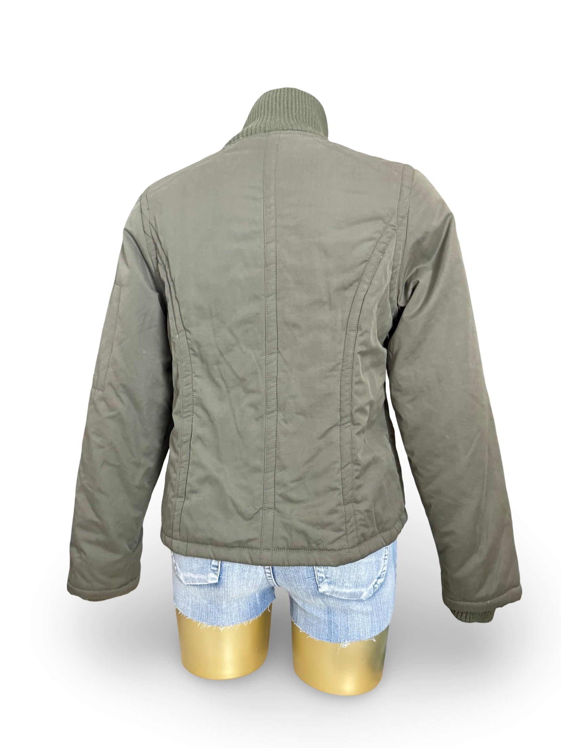 Khaki zip up puffer jacket (M/L)