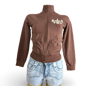 Brown embroidered logo cotton sweatshirt (S/M)