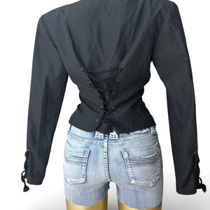 Black lace up tight fit blazer office jacket (S/M)