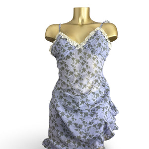 Lilac graphic babydoll mini dress (L)