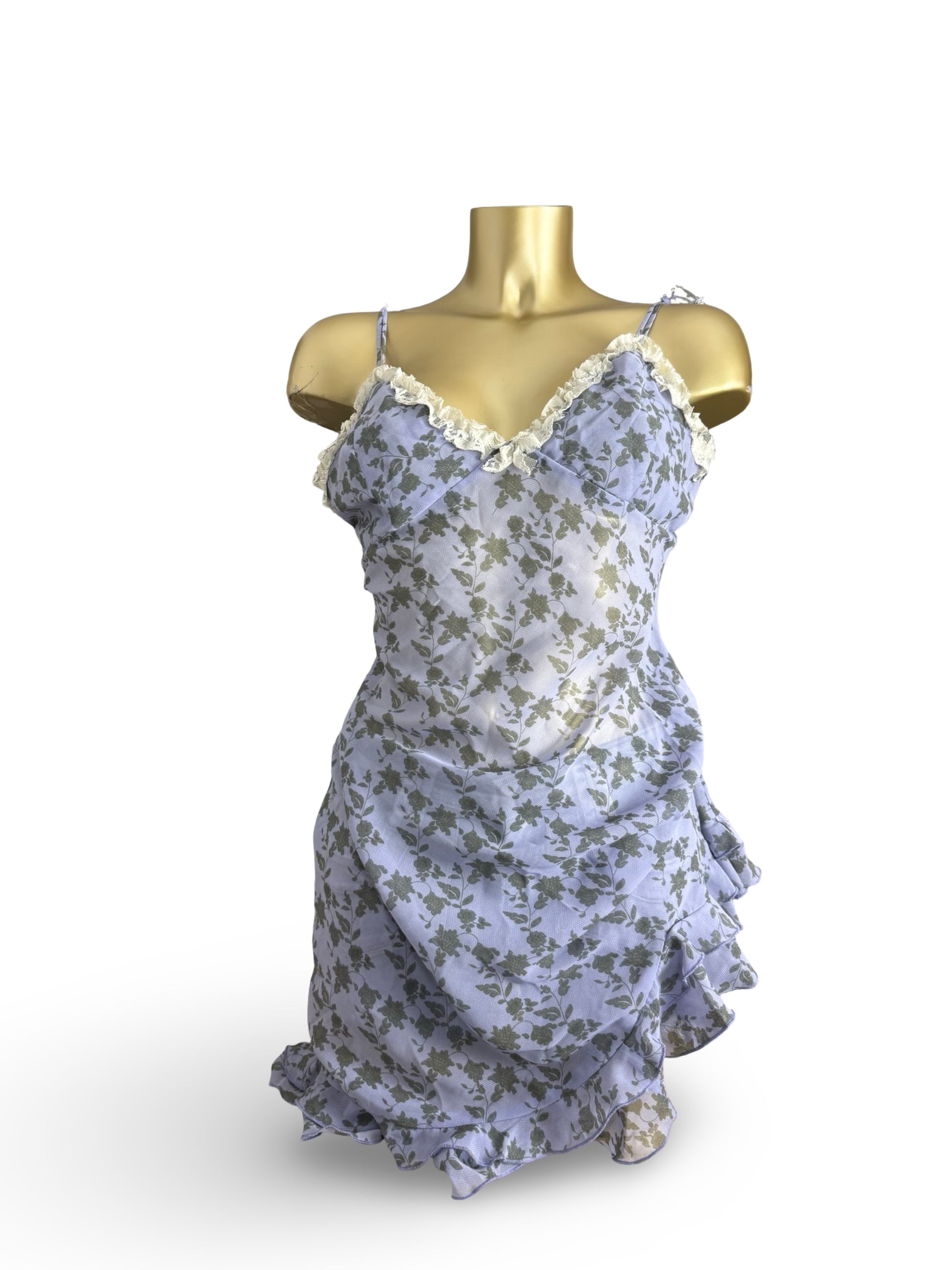 Lilac graphic babydoll mini dress (L)