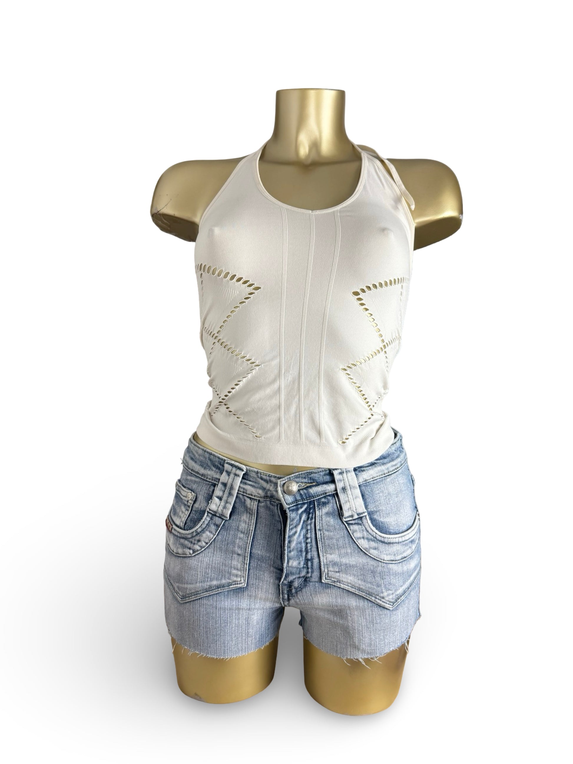 White tight fit halter top (XS/S)