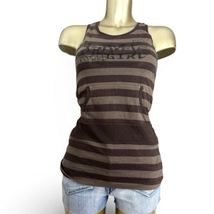 Brown cotton striped top (XS/S)