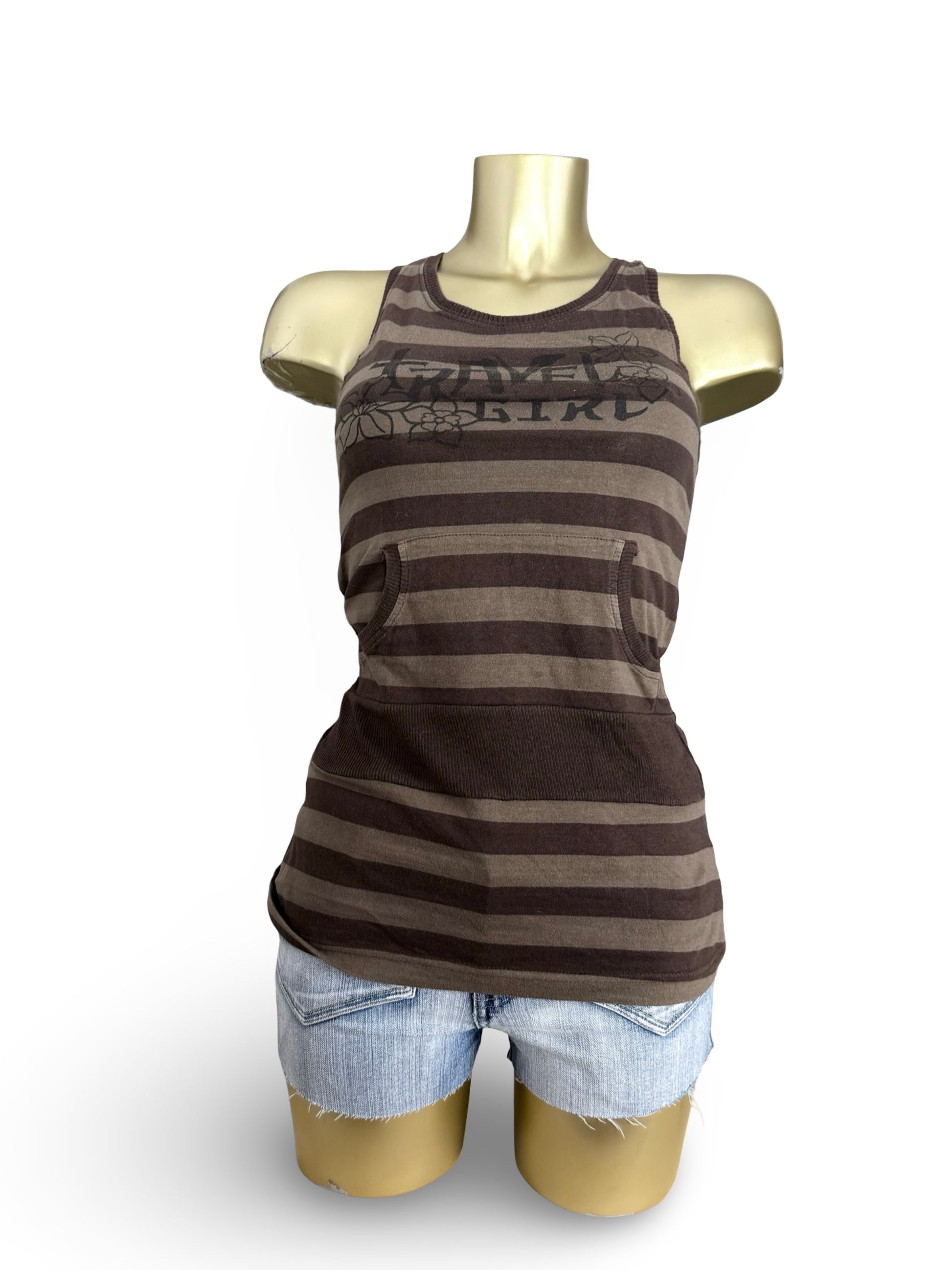 Brown cotton striped top (XS/S)