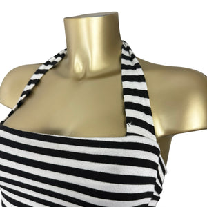 Black & white stretchy halter top (XS)