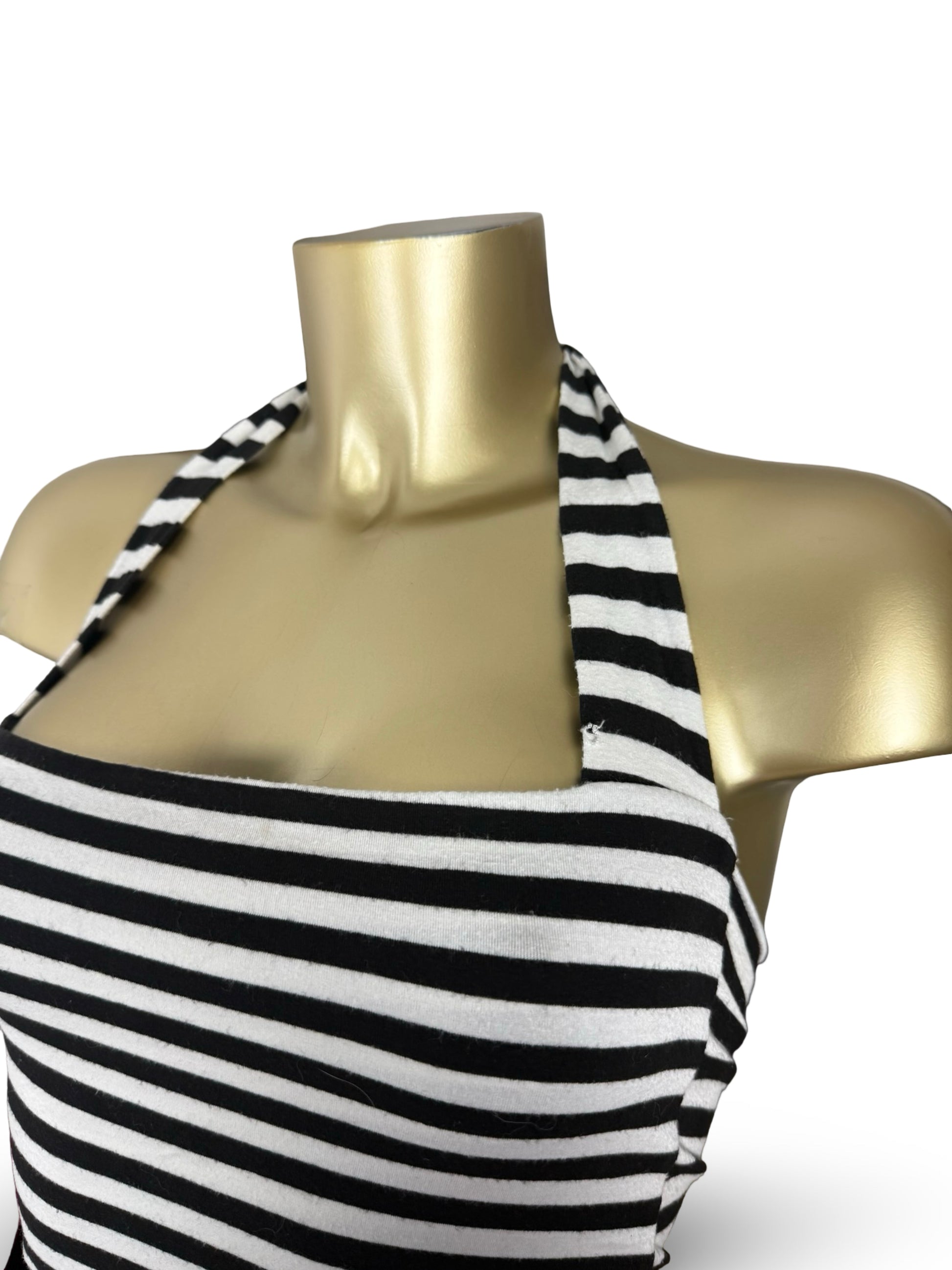 Black & white stretchy halter top (XS)