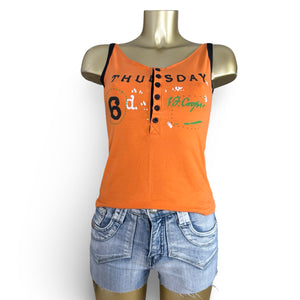 Orange graphic cotton top (S)
