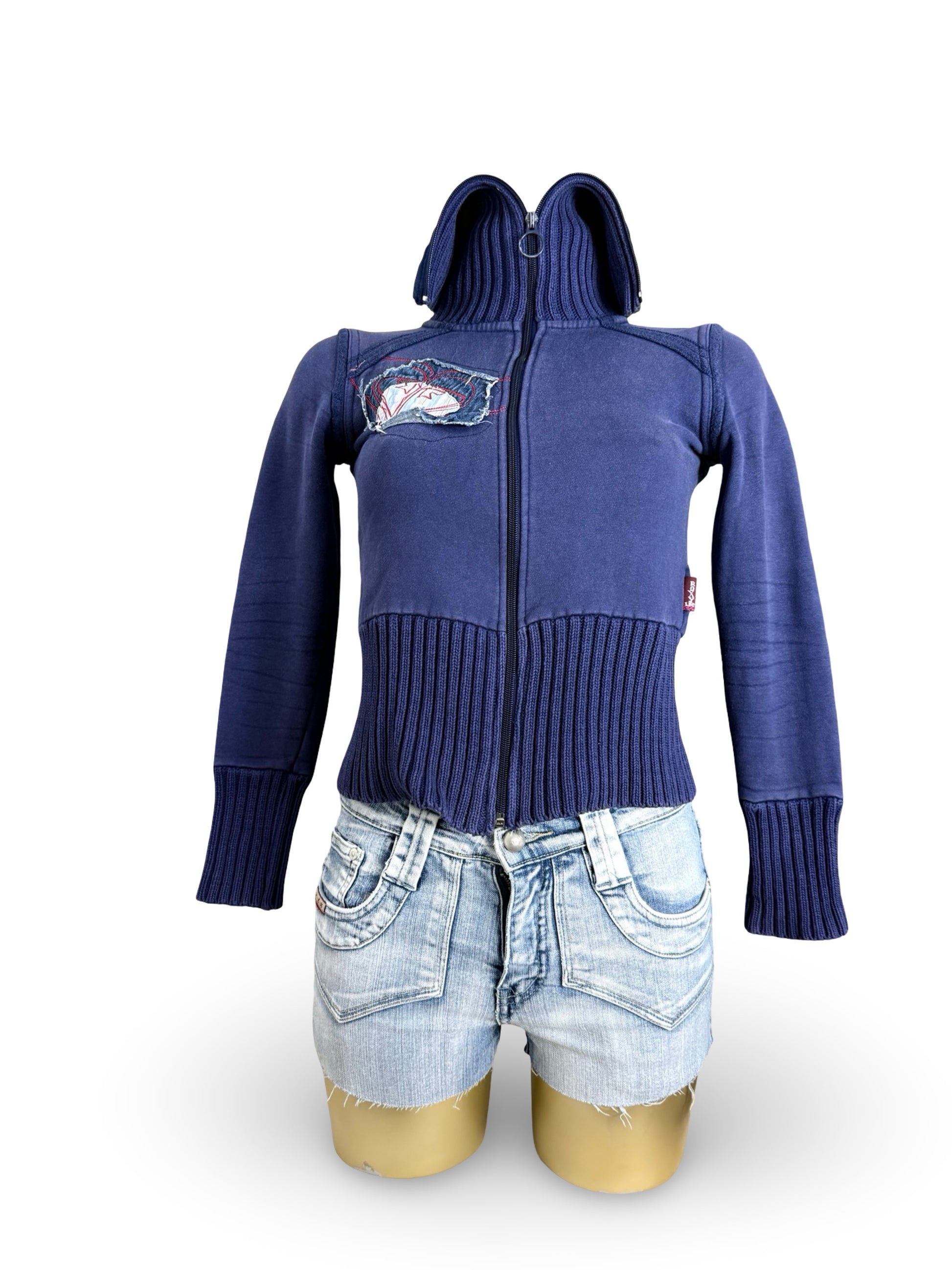 Purple/ blue tight fit zip up hoodie (XS)