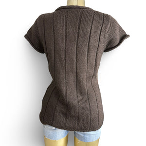 Brown knitted tee short sleeves jumper (S/M)