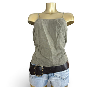 Khaki 100% cotton cami top (XS/S)