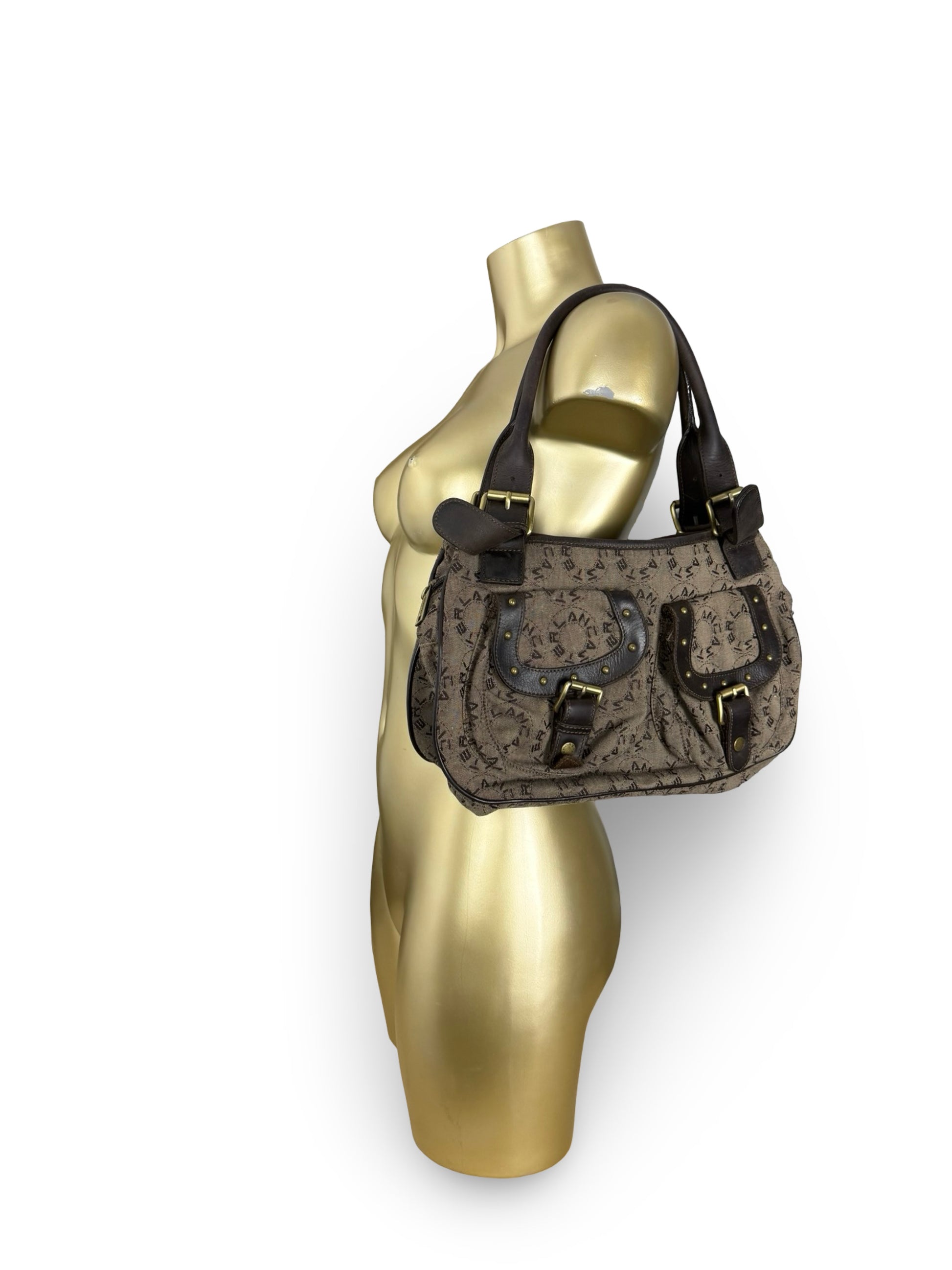 Beige medium monogram shoulder bag (34x20cm)