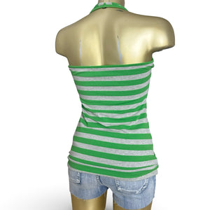 Green striped halter top (XS)