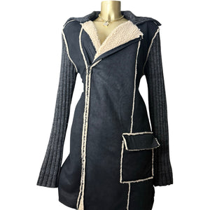 Grey bi fabric suede knit trench coat (M/L)