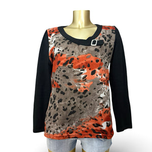 Black & orange animal print jumper (XL)