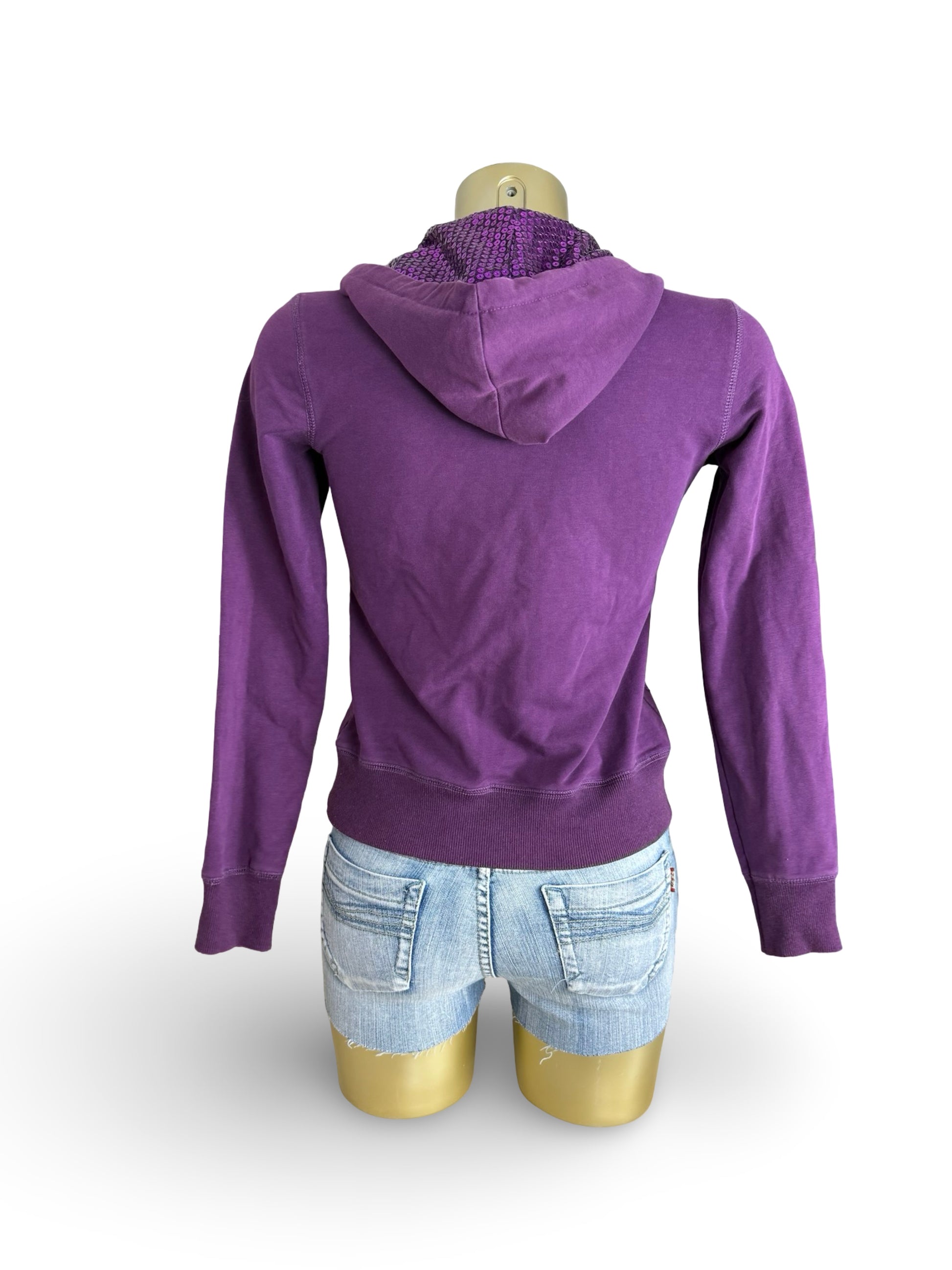 Purple sequins zip up hoodie (S/M)